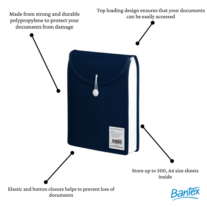 Bantex Top Load Attache File A4 Navy