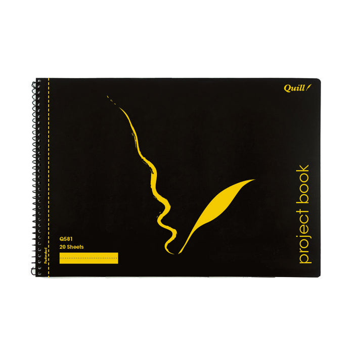 Quill Q Series Project Book 70gsm PP 252 x 360mm 20 Sheets Black
