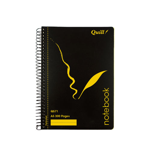 Quill Q Series Notebook 70gsm PP A5 300 Pages Black