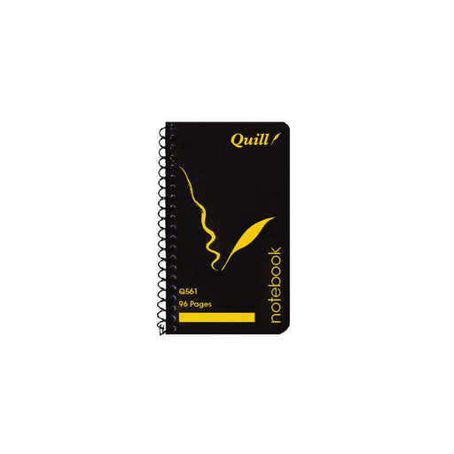 Quill Q Series Notebook 70gsm PP 147 x 87mm Side Open 96 Pages Black