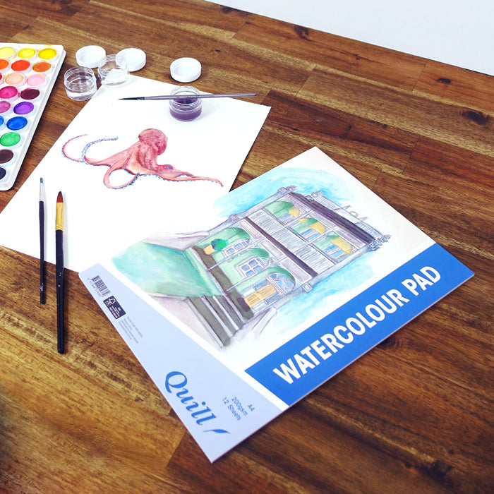 Quill Watercolour Pad A4 200gsm 12 Sheets Portrait
