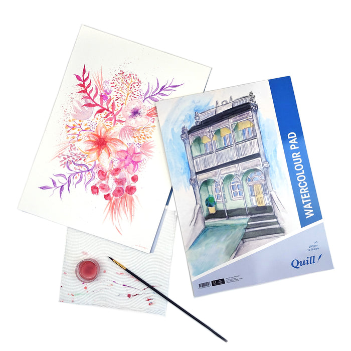 Quill Watercolour Pad A3 200gsm 12 Sheets Portrait
