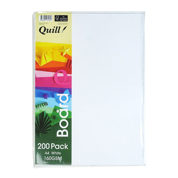 Quill Coloured Board A4, 160gsm – White (Pack of 200)