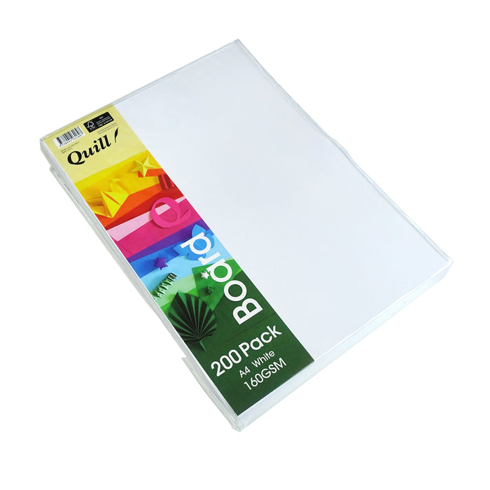 Quill Coloured Board A4, 160gsm – White (Pack of 200)