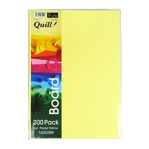 Quill Coloured Board A4, 160gsm – Pastel Yellow (Pack of 200)