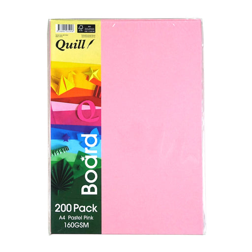 Quill Coloured Board A4, 160gsm – Pastel Pink (Pack of 200)