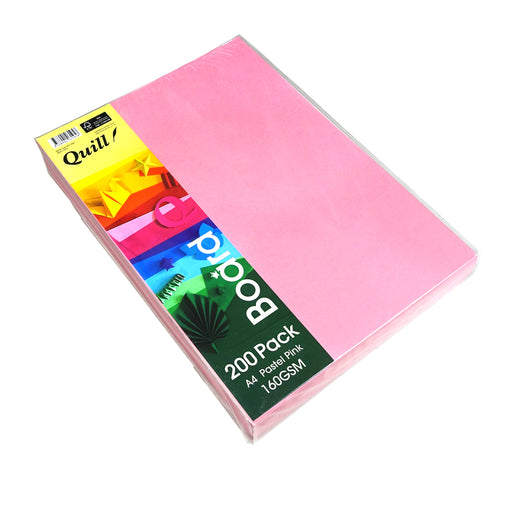 Quill Coloured Board A4, 160gsm – Pastel Pink (Pack of 200)