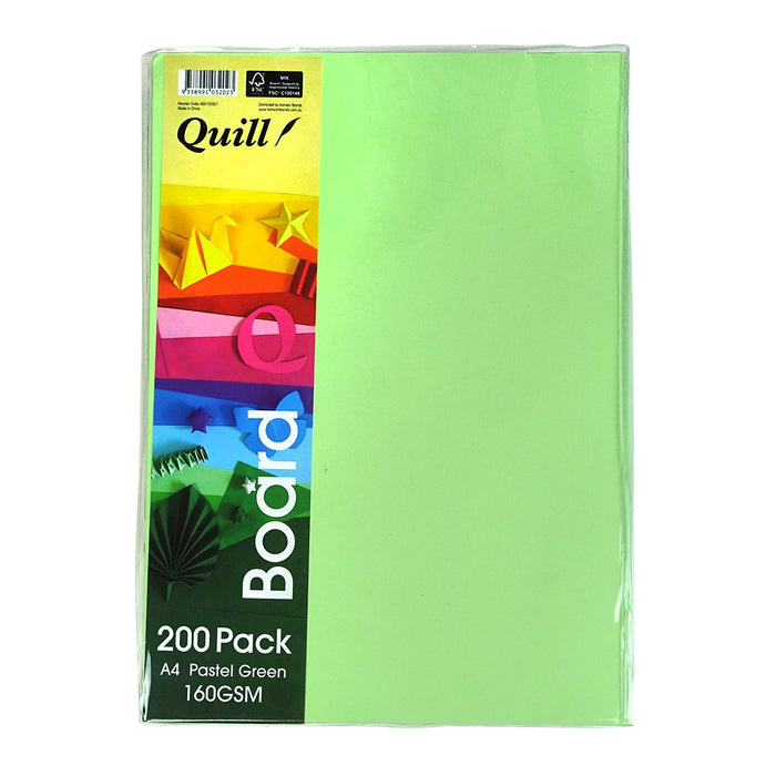 Quill Coloured Board A4, 160gsm – Pastel Green (Pack of 200)