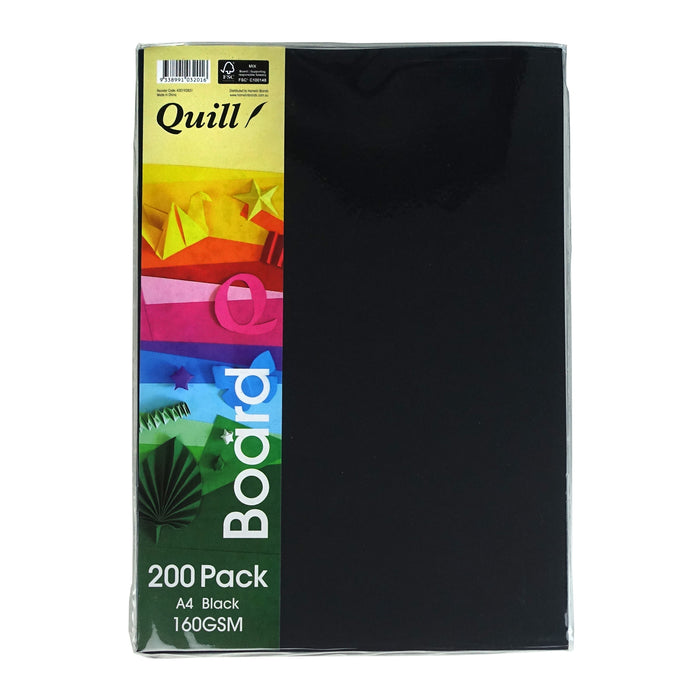 Quill Coloured Board A4, 160gsm – Black (Pack of 200)