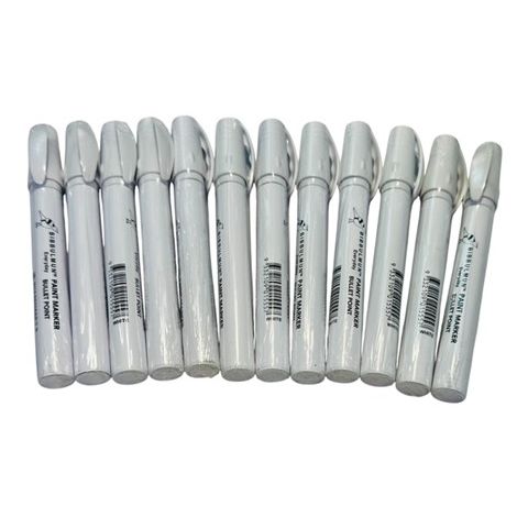 Bibbulmun Paint Markers 1-3mm Bullet Point White – Waterproof Medium Tip (Box of 12)