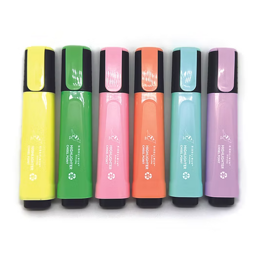 Bibbulmun Pastel Highlighters Wallet – 6 Assorted Colours (Pastel-6WT)
