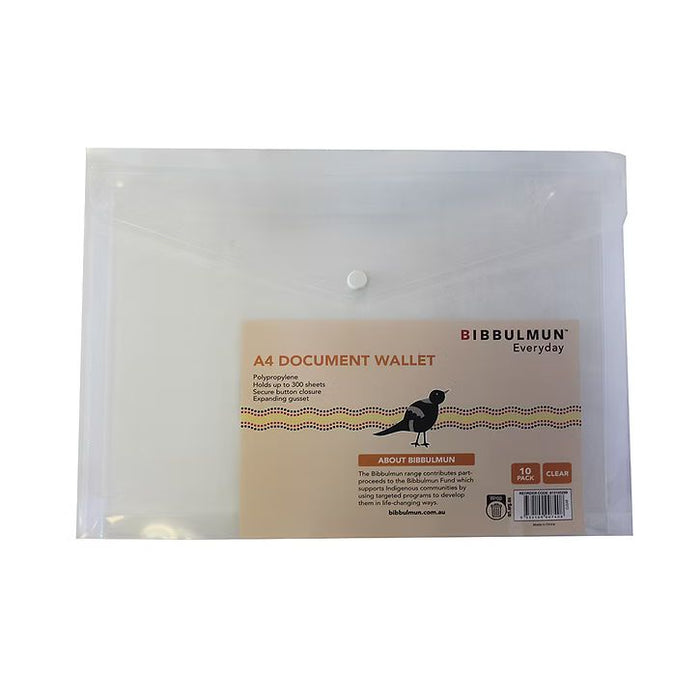 Bibbulmun A4 Document Wallet – Pack of 10 (Assorted Colours)