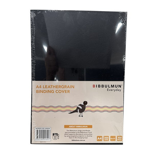 Bibbulmun Binding Cover Leathergrain 300gsm A4 Pack 100 Black
