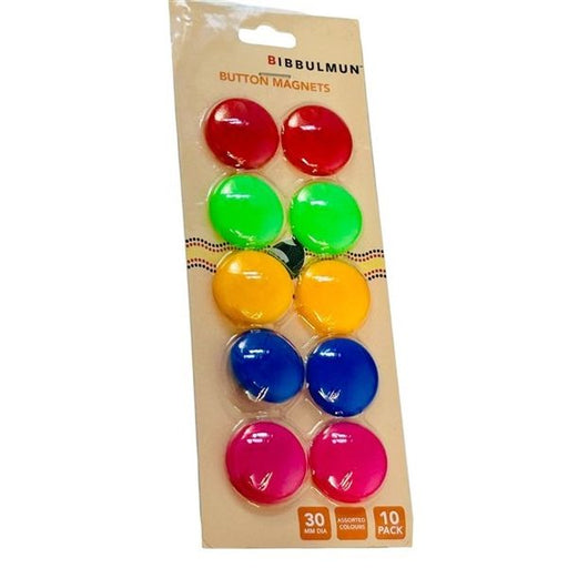 Bibbulmun Button Magnets – Pack of 10 – 30mm Round Assorted Colour Magnets for Whiteboards & Metal Surfaces