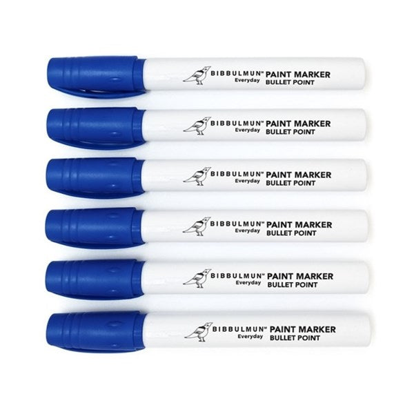 Bibbulmun Metal Barrel Permanent Paint Marker – Blue, 1–3mm Bullet Point (Box of 12)