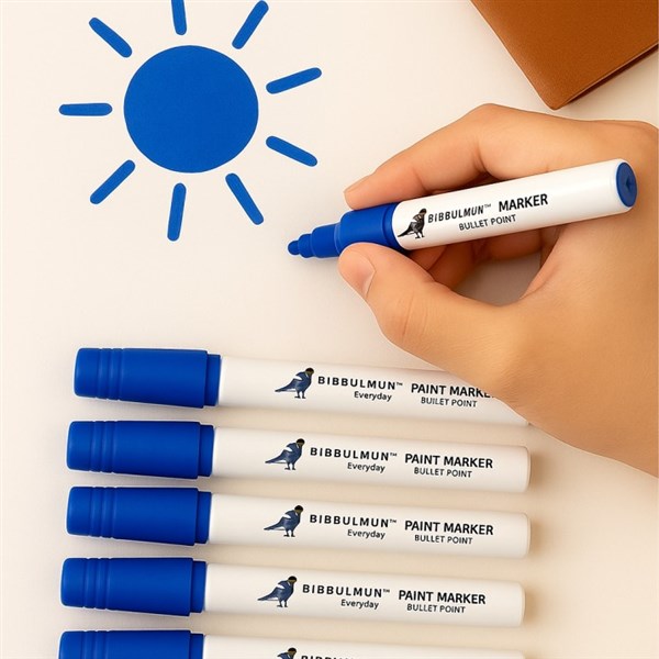 Bibbulmun Metal Barrel Permanent Paint Marker – Blue, 1–3mm Bullet Point (Box of 12)