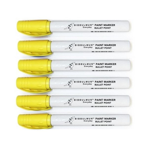 Bibbulmun Metal Barrel Permanent Paint Marker – Yellow, 1–3mm Bullet Point (Box of 12)