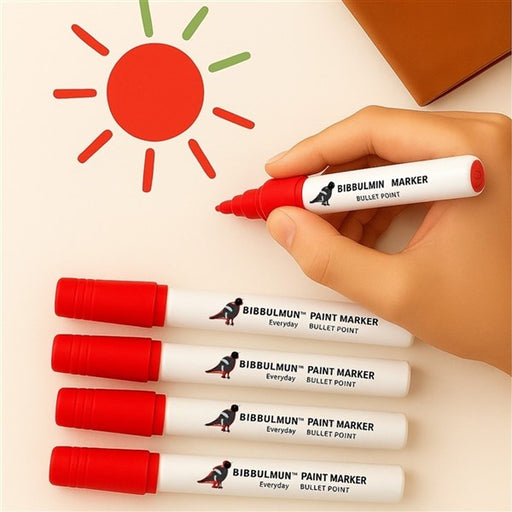Bibbulmun Metal barrel Paint Markers – Medium Tip, Waterproof – For Glass, Wood, Metal– Red – 1–3mm Bullet Point – Box of 12