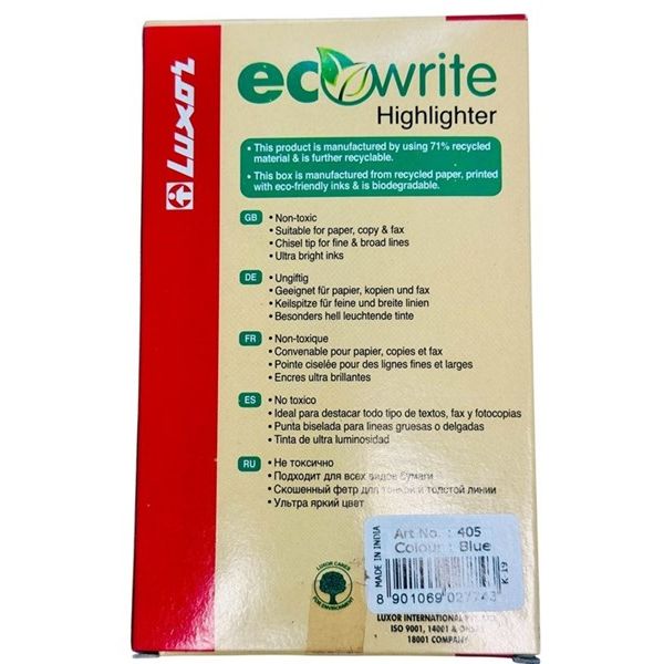 Luxor EcoWrite Blue Highlighters – Chisel Tip