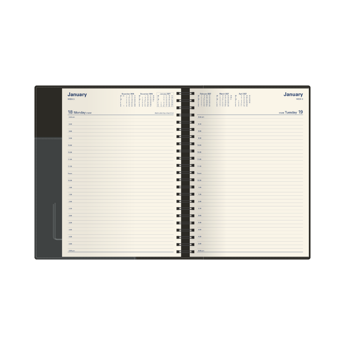 2027 Calendar Year Diary/Planner - 12 Month A4 Day to Page - PU Padded Cover - Collins Associate II