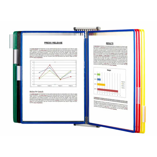Tarifold Metal Wall Document Display System A4 10 Pockets Assorted