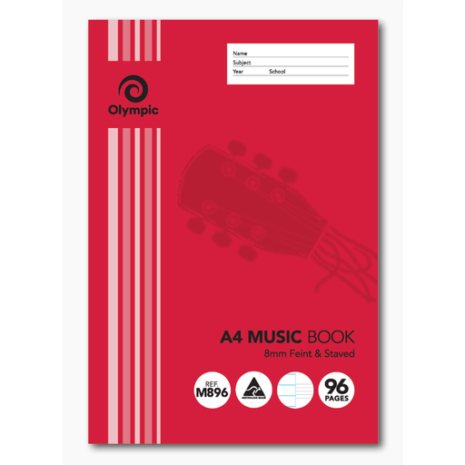 Olympic M896 Music Book 8MM Stave 96 Page A4