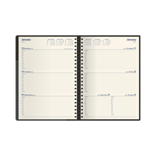 2027 Calendar Year Diary/Planner - 12 Month A4 Week to View - PU Padded Cover - Collins Associate