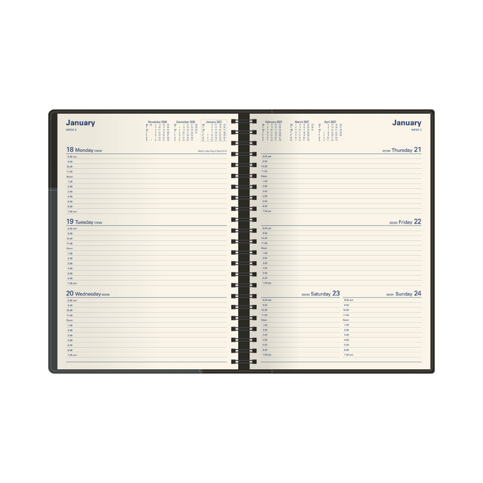 2027 Calendar Year Diary/Planner - 12 Month A4 Week to View - PU Padded Cover - Collins Associate