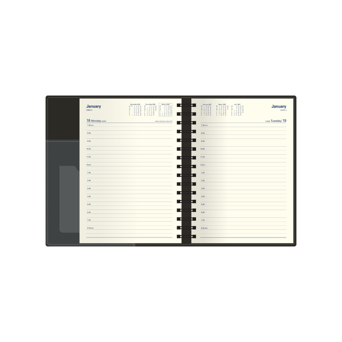 2027 Calendar Year Diary/Planner - 12 Month A5 Day to Page - PU Padded Cover - Collins Associate II