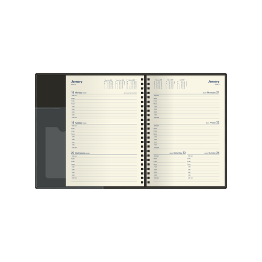 2027 Calendar Year Diary/Planner - 12 Month A5 Week to View - PU Padded Cover - Collins Associate
