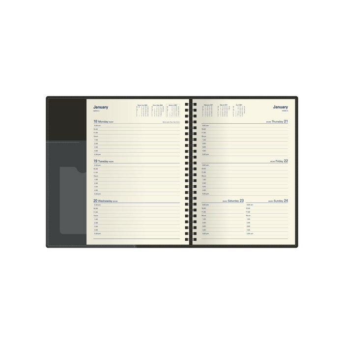 2027 Calendar Year Diary/Planner - 12 Month A5 Week to View - PU Padded Cover - Collins Associate