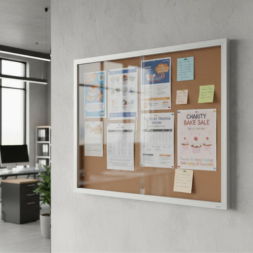 Visionchart BeNoticed Cork Pinboard Notice Case 1500 x 900mm