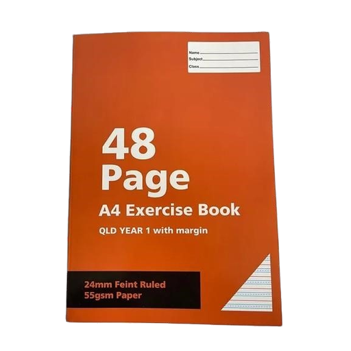 A4 55GSM Exercise Book 48 Pages Ruled 24MM - QLD Year 1