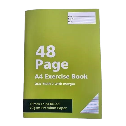 A4 70GSM Exercise Book 48 Pages – 18mm Ruled, QLD Year 2