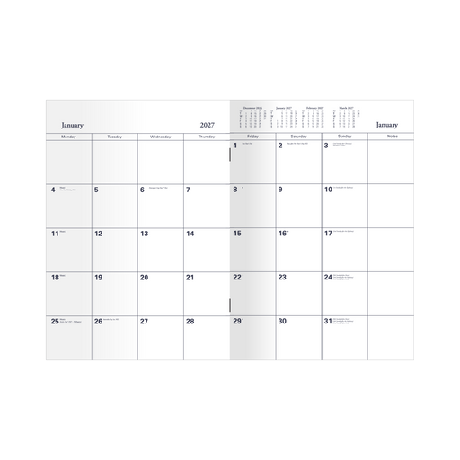 2027 Calendar Year Diary/Planner - 12 Month A4 Month to View Diary - Soft Cover - Collins Colplan