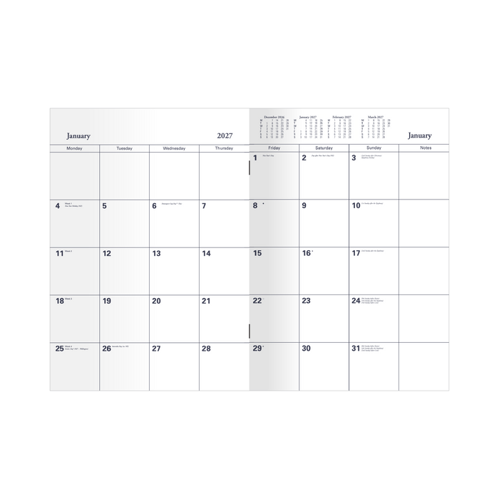 2027 Calendar Year Diary/Planner - 12 Month A4 Month to View Diary - Soft Cover - Collins Colplan