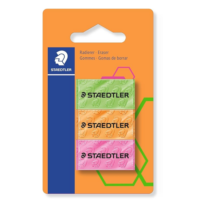 Staedtler Eraser Neon Assorted - 3 Pack