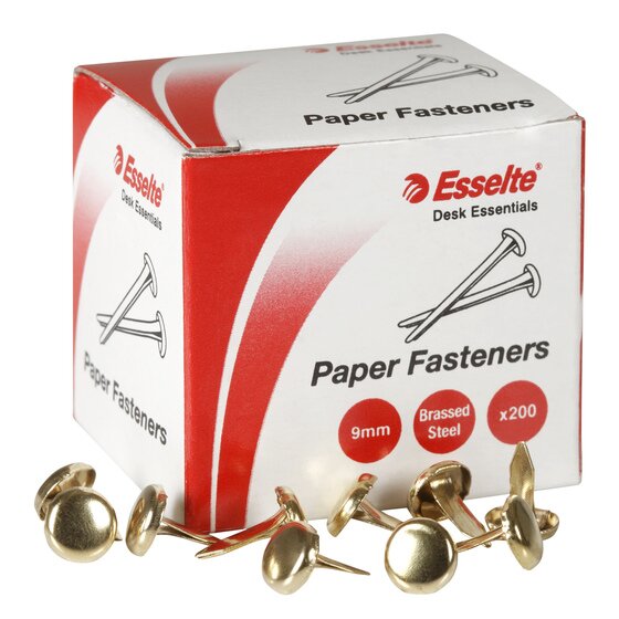 Esselte Paper Fastener Steel 9MM Box 200 Brass