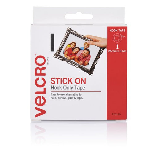 Velcro Hook Only Tape 25MMX3.6M White Disp