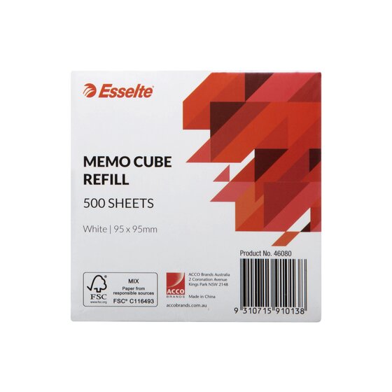 Esselte Sws Memo Cube Refills 500 Sheets