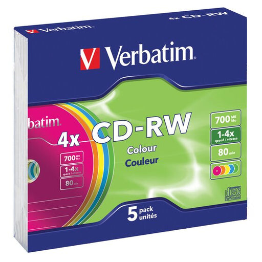 Verbatim Cd-rw 80 Minute 700MB Slim Case Pack of 5