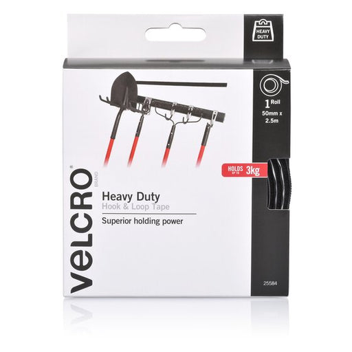 Velcro Hd Tape Hook and Loop 50MMX2.5M Black PK1 H/S