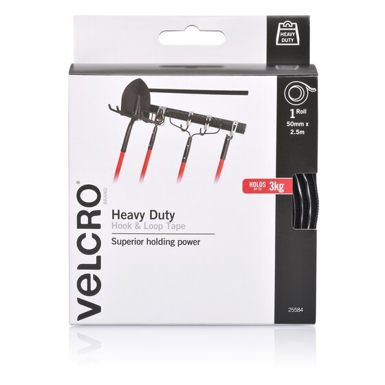 Velcro Hd Tape Hook and Loop 50MMX2.5M Black PK1 H/S