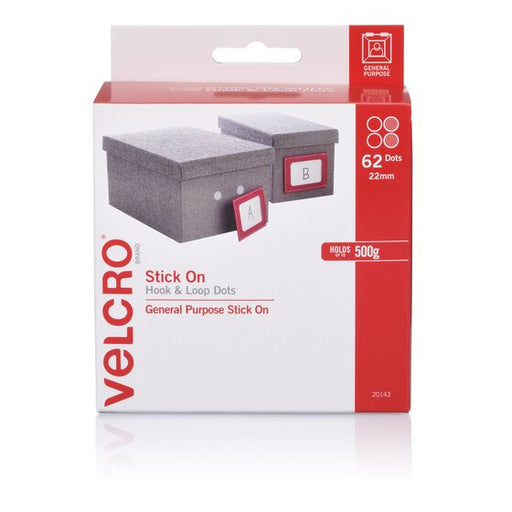 Velcro Spots Hook and Loop 22MM 62 Spot White Disp