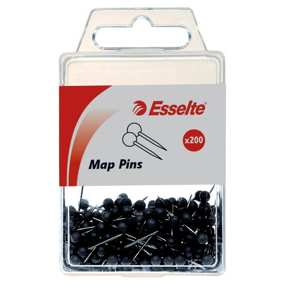 Esselte Pins Map Pack 200 Black