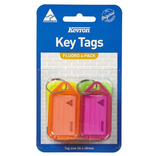 Kevron ID38 Keytags Fluoro Assorted Pack 4
