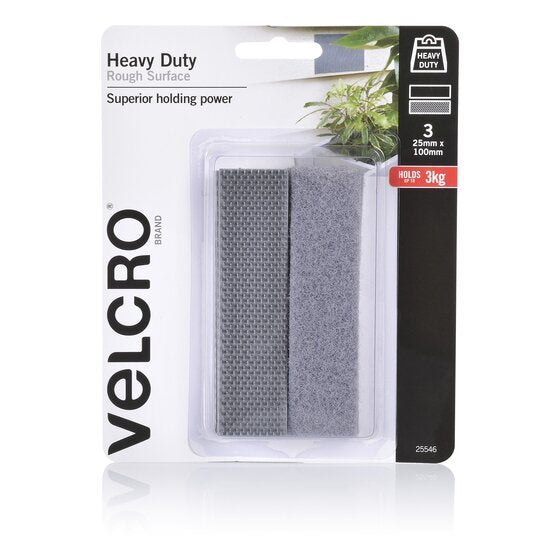 Velcro Hd Rough Surface 25X100MM Grey PK3