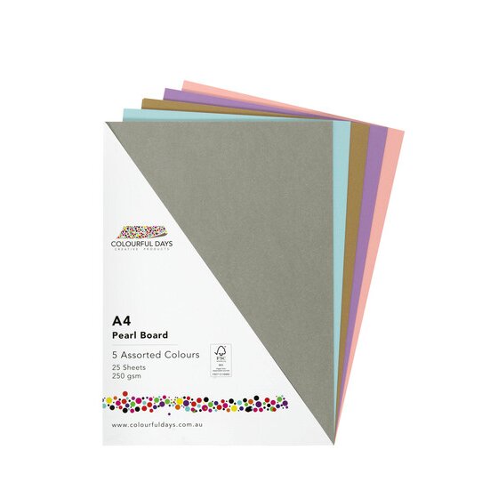 Colourful Days Pearl Board Assorted Colours Pack 25