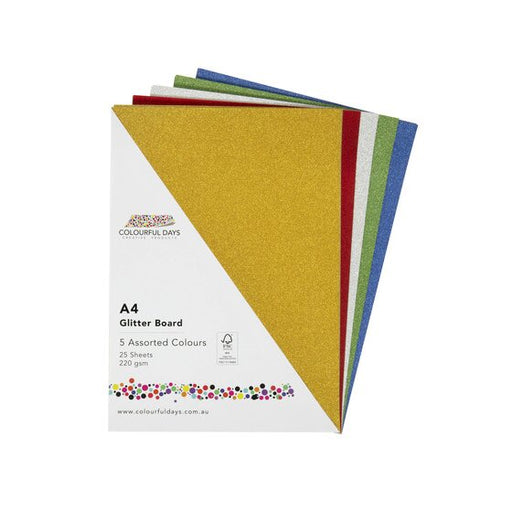 Colourful Days Glitter Board Assorted Colours Pack 25