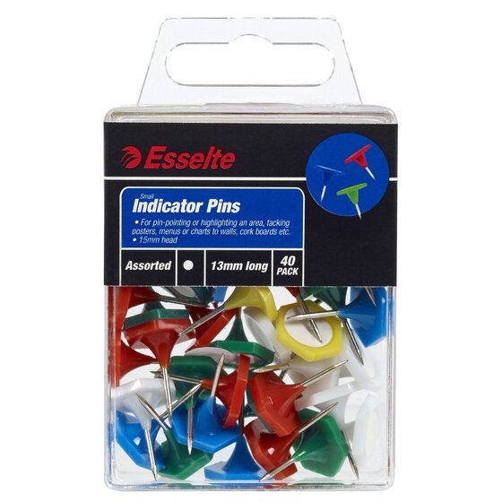Esselte Pins Indicator Small Pack 40 Assorted